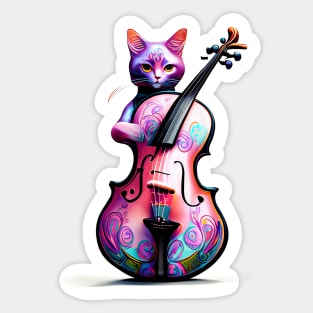 Musician Cat  Cello Sticker